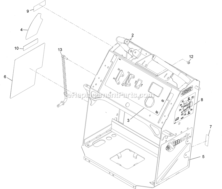 Tower With Decals Assembly Diagram and Parts List for VTX691KA524 (314000000-314999999)(2014) Exmark Lawn Mower