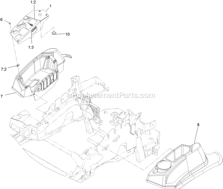 Console Assembly Diagram and Parts List for LZE742GKC604A3 (404314159-406294344)(2019) Exmark Lawn Mower