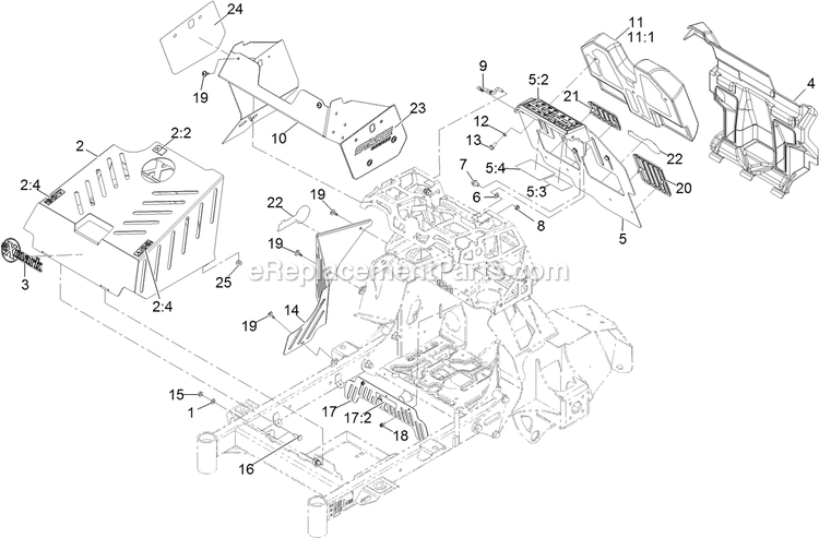 Guarding Assembly Diagram and Parts List for STE600CKA32300 (406294345-408644345)(2020) Exmark Lawn Mower