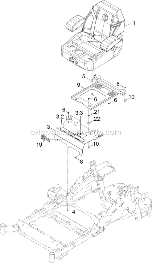 Seat Assembly Diagram and Parts List for LZE691KA524SS (314000000-314999999)(2014) Exmark Lawn Mower