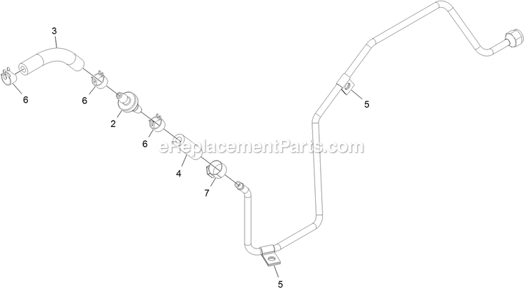 Left Fuel Line Assembly Diagram and Parts List for STS651GKA48400 (406294345-408644345)(2020) Exmark Lawn Mower