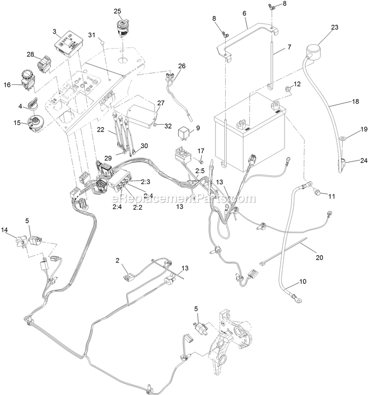 Electrical Assembly Diagram and Parts List for LZX740EKC526T0 (315000000-315999999)(2015) Exmark Lawn Mower