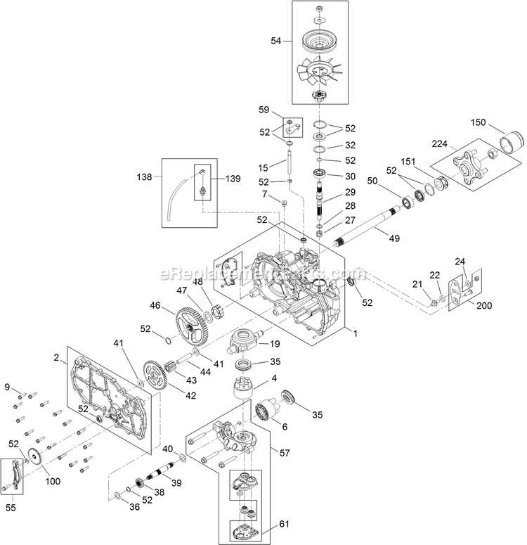 Right Hand Hydro Transaxle Assembly Diagram and Parts List for QTS452CEM34200 (315000000-315999999)(2015) Exmark Lawn Mower