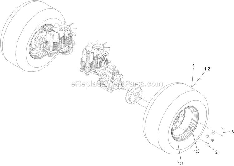 Rear Wheel Assembly Diagram and Parts List for LZE801GKA724A1 (408644346-999999999)(2021) Exmark Lawn Mower