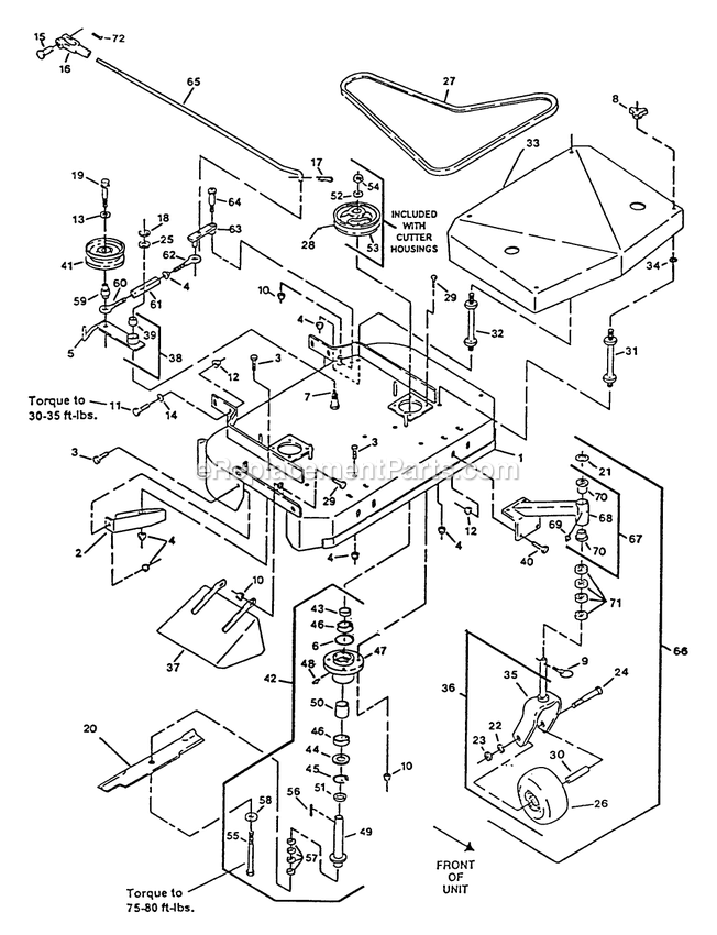 Mower Deck (1) Diagram and Parts List for VH5216BV (130000-149999)(1997) Exmark Lawn Mower