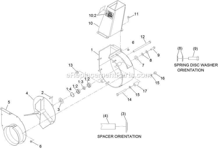 Complete Blower Assembly Diagram and Parts List for NV730EKC48 (313000000-313999999)(2013) Exmark Lawn Mower