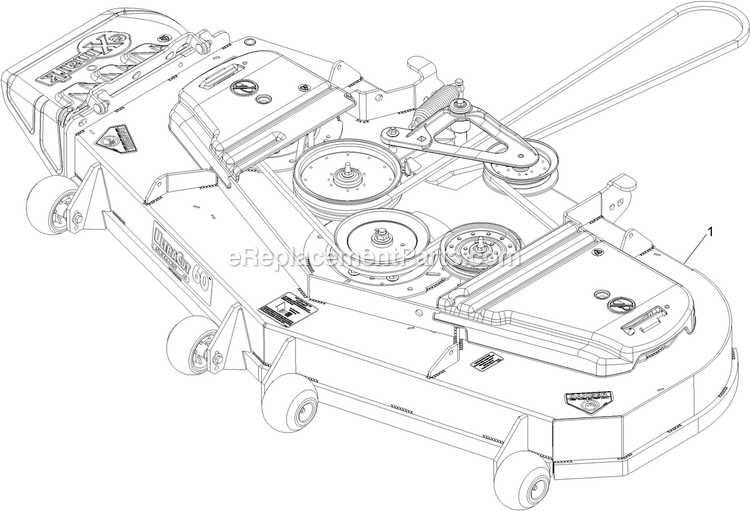 Complete Deck Assembly Diagram and Parts List for LZX940KC606 (312000000-312999999)(2012) Exmark Lawn Mower