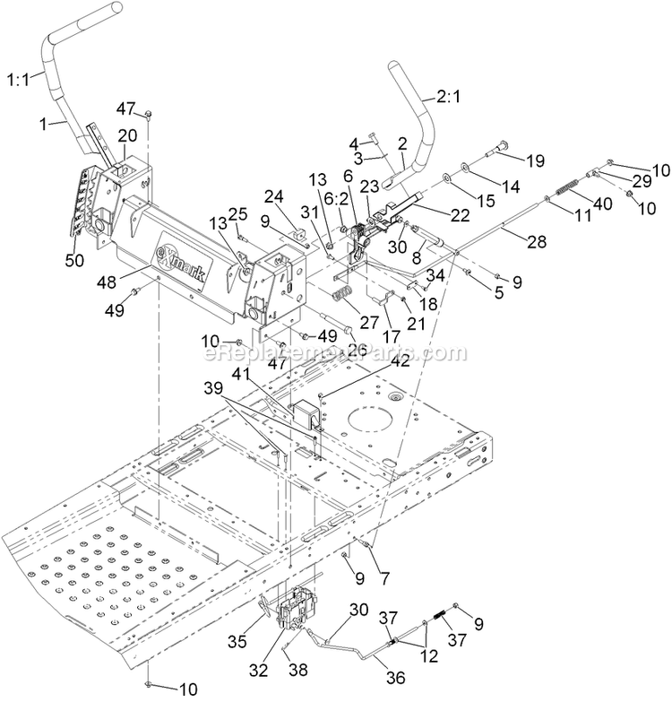 Motion Control Assembly Diagram and Parts List for QT22KA421 (920000-999999)(2011) Exmark Lawn Mower