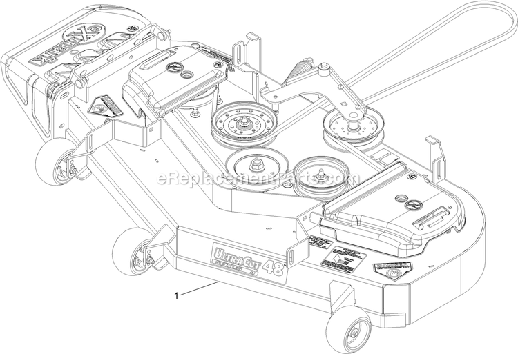 Complete Deck Assembly Diagram and Parts List for PNS651KA483 (314000000-314999999)(2014) Exmark Lawn Mower