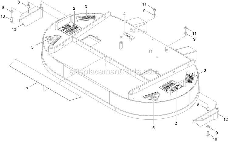 Deck With Decals Assembly Diagram and Parts List for NV730EKC42 (314000000-314999999)(2014) Exmark Lawn Mower