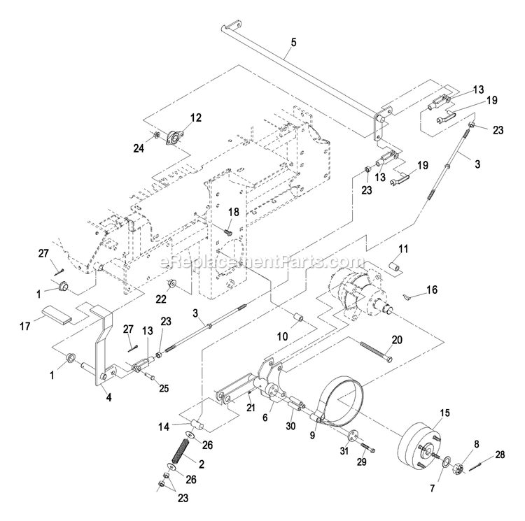 Park Brake Group Diagram and Parts List for LAS23KC524 (600000-669999)(2006) Exmark Lawn Mower
