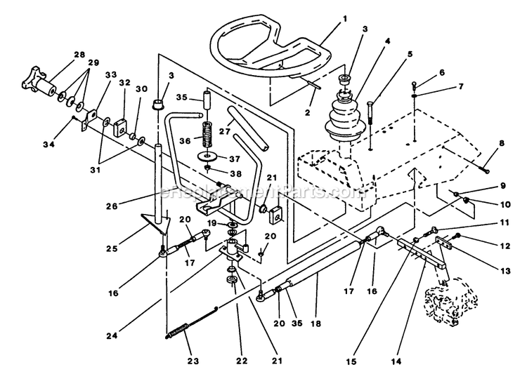 Steering And Motion Controls Diagram and Parts List for EX1800  Exmark Lawn Mower