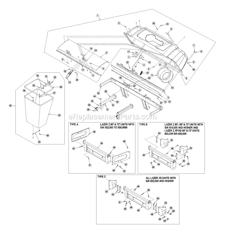 Hood And Bag Assembly (2) Diagram and Parts List for LZUV52 (670000-719999)(2007) Exmark Lawn Tractor Accessories
