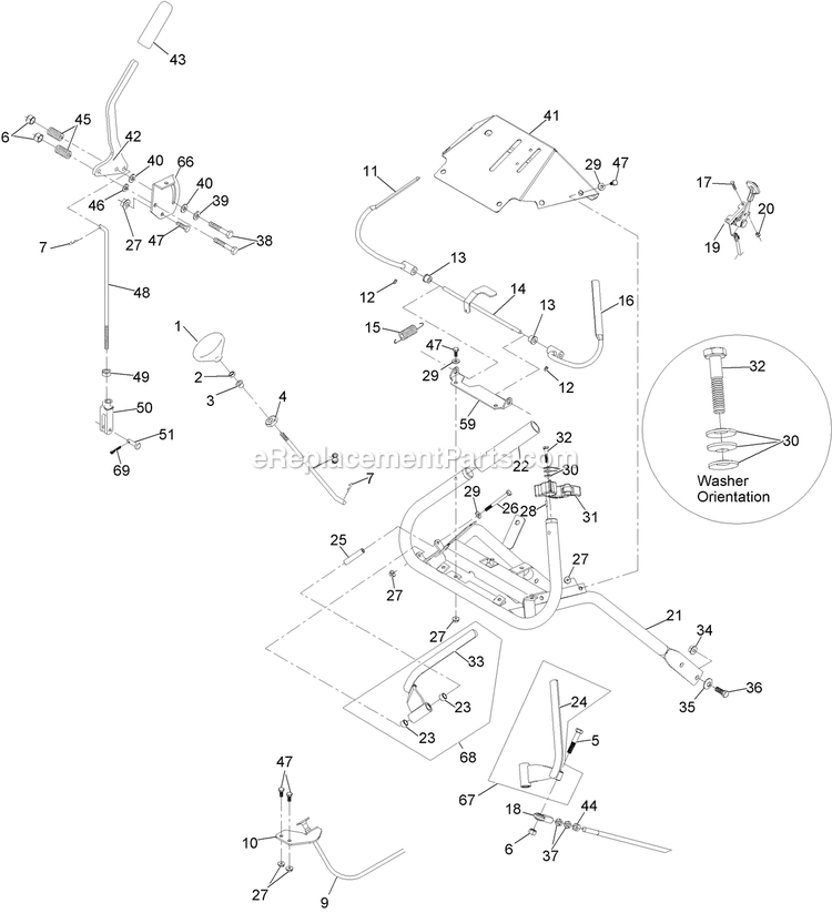 Ecs Upper Handle And Controls Diagram and Parts List for VH481KA483 (314000000-314999999)(2014) Exmark Lawn Mower