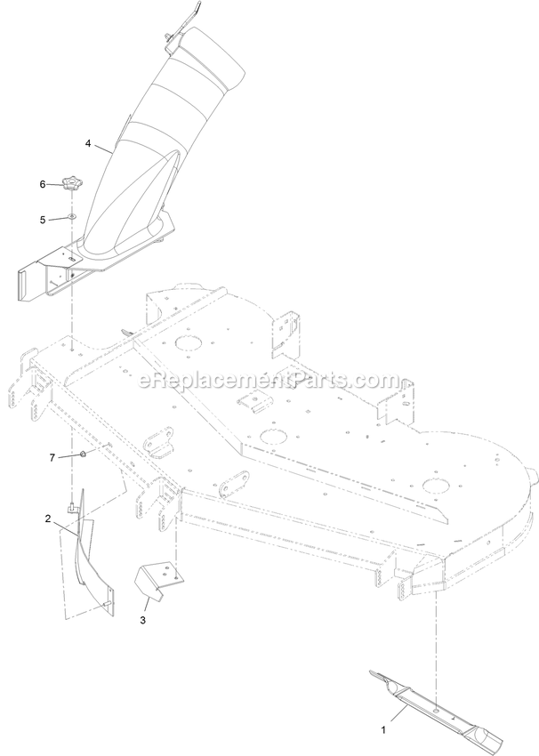Blade And Lower Tube Assembly Diagram and Parts List for 135-0332 (400000000-499999999)(2017) Exmark Lawn Tractor Accessories