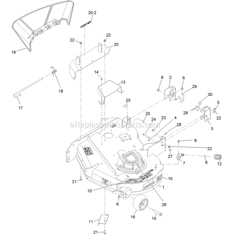 Deck Assembly Diagram and Parts List for QTS452CEM34200 (315000000-315999999)(2015) Exmark Lawn Mower