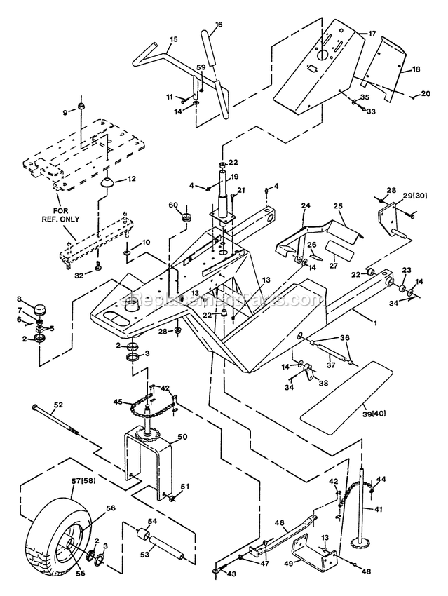 Rider Frame And Steering Diagram and Parts List for TR-22KC (115000-129999)(1996) Exmark Lawn Mower