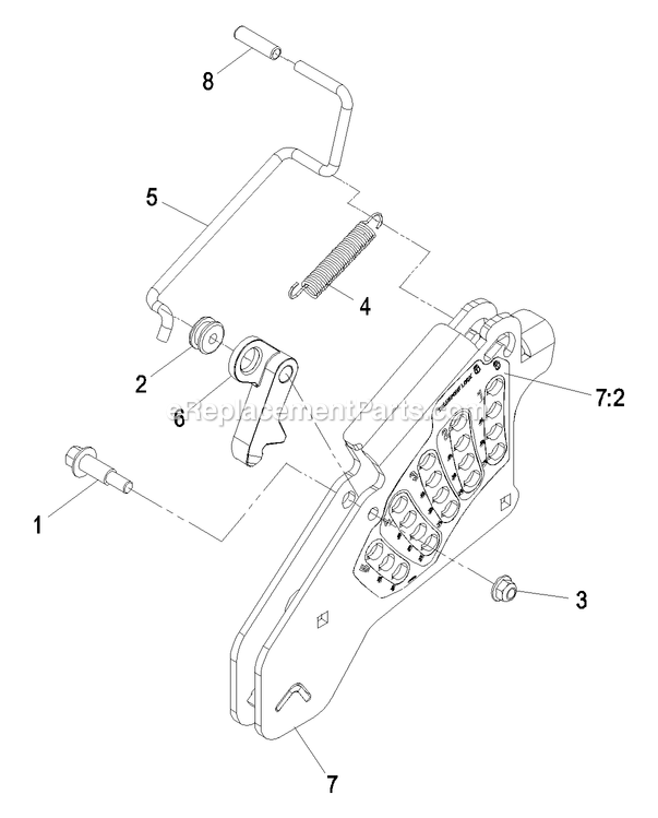 Height Of Cut Assembly Diagram and Parts List for LZZ23KA526 (790000-849999)(2009) Exmark Lawn Mower