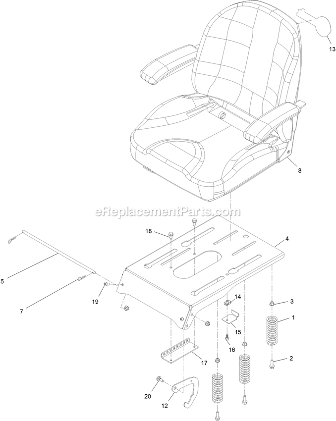 Seat Assembly (1) Diagram and Parts List for QTS708GEM60200 (400000000-402082299)(2017) Exmark Lawn Mower