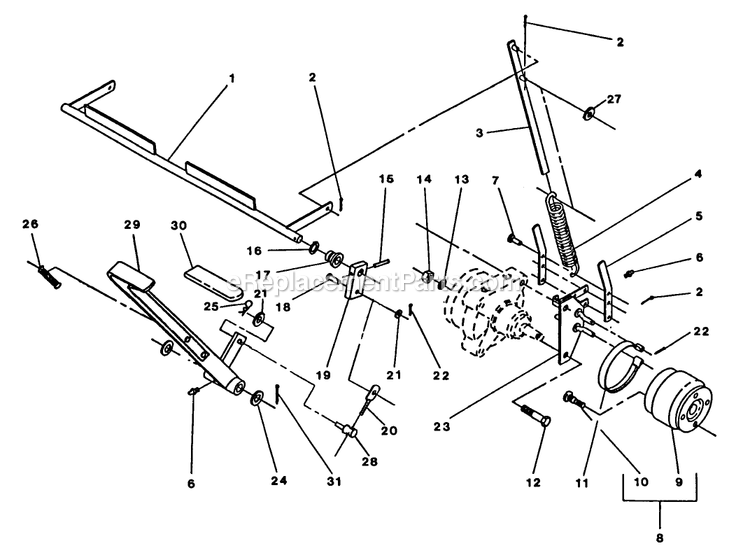 Parking Brakes Diagram and Parts List for EX1800  Exmark Lawn Mower
