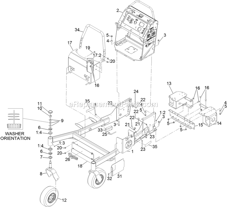 Main Frame Assembly Diagram and Parts List for VTS691KA484CA (313000000-313999999)(2013) Exmark Lawn Mower