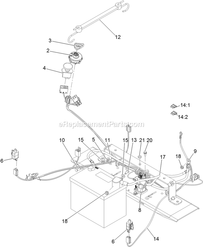 Electrical Assembly Diagram and Parts List for QTE735KC501 (314000000-314999999)(2014) Exmark Lawn Mower