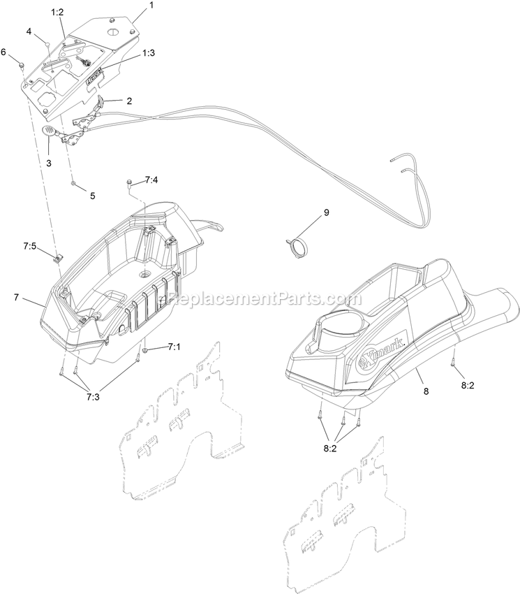 Controls Assembly Diagram and Parts List for LZX801CKA606C1 (400000000-402082299)(2017) Exmark Lawn Mower