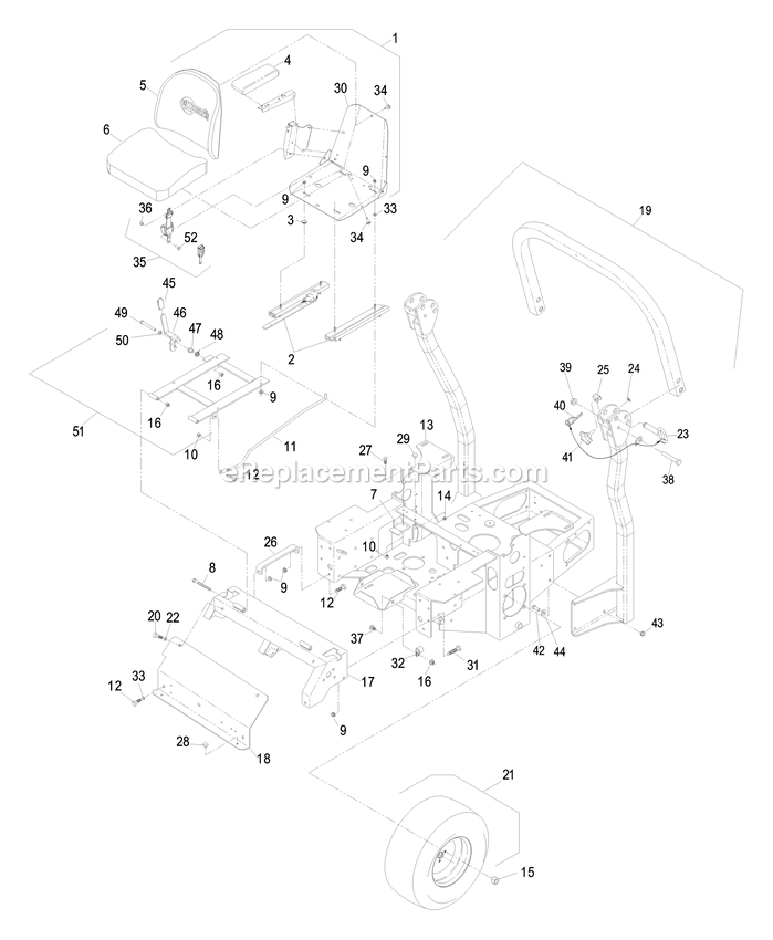 Mainframe Group Diagram and Parts List for LHP20KC505 (600000-669999)(2006) Exmark Lawn Mower