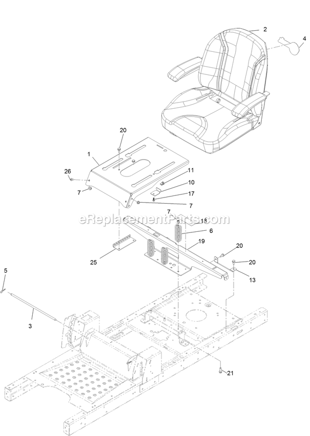 Seat Assembly (1) Diagram and Parts List for QSS725GKC42200 (315000000-319999999)(2015) Exmark Lawn Mower