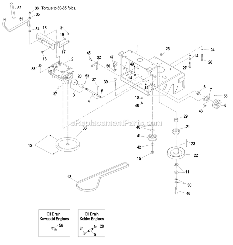 Engine Deck Group (1) Diagram and Parts List for M3615KA (440000-509999)(2004) Exmark Lawn Mower