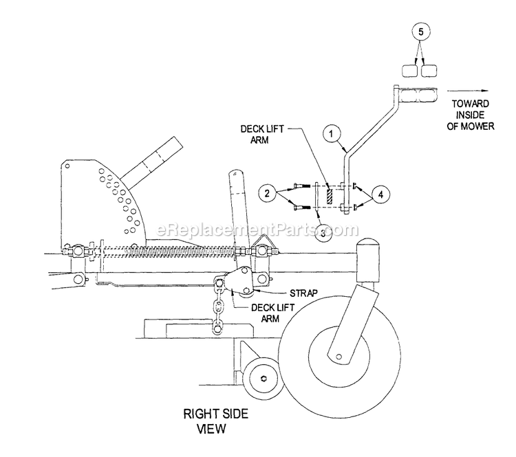 Deck Lift Assist Service Kit Diagram and Parts List for LZ22KC604 (190000-219999)(1999) Exmark Lawn Mower