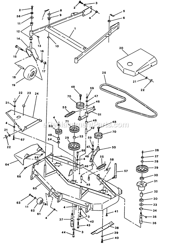 Mower Deck (2) Diagram and Parts List for TT-17K 70000 Exmark Lawn Mower