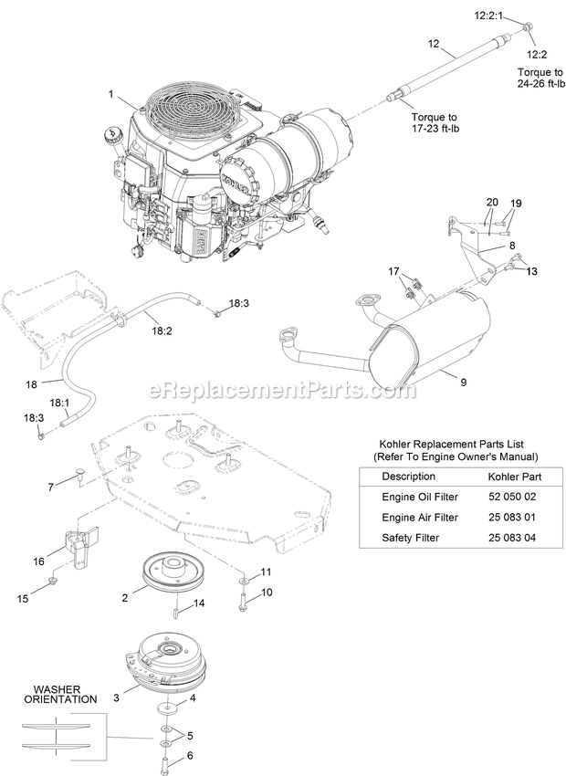 Engine Assembly Diagram and Parts List for LZS749EKC604A1 (315000000-315999999)(2015) Exmark Lawn Mower