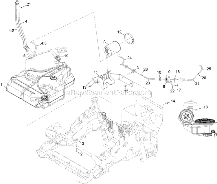 Fuel Assembly Diagram and Parts List for LZE751CKA604A1 (400000000-402082299)(2017) Exmark Lawn Mower
