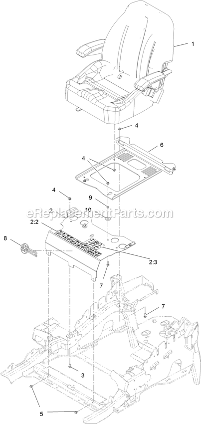 Seat Assembly Diagram and Parts List for LZE742GKC60403 (315000000-315999999)(2015) Exmark Lawn Mower