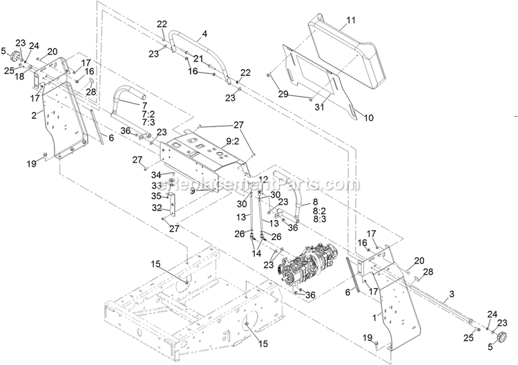 Motion Control Assembly Diagram and Parts List for 34226 400000000-999999999 Exmark Sprayer