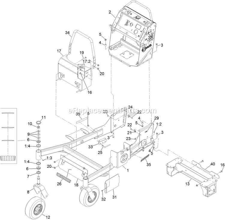 Main Frame Assembly Diagram and Parts List for VTS740EKC60400 (400000000-402082299)(2017) Exmark Lawn Mower