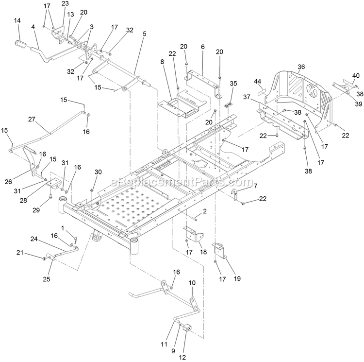 Deck Lift Assembly Diagram and Parts List for QTS452CEM34200 (315000000-315999999)(2015) Exmark Lawn Mower