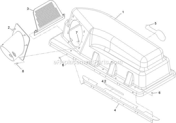Bagger Hood Assembly Diagram and Parts List for 116-1084 (313000000-313999999)(2013) Exmark Lawn Tractor Accessories