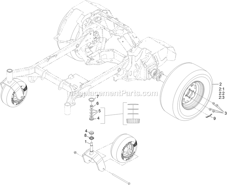 Drive Wheel Assembly Diagram and Parts List for STS730GKA52400 (408644346-411294211)(2021) Exmark Lawn Mower