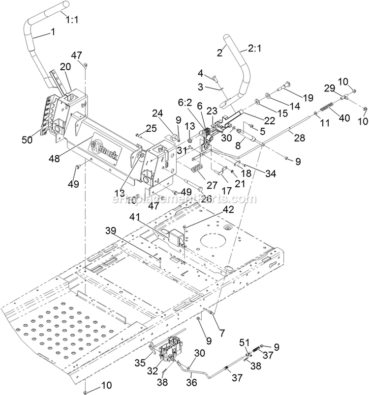 Motion Control Assembly Diagram and Parts List for QTS691KA502 (312000000-312999999)(2012) Exmark Lawn Mower