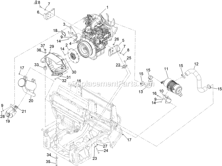 Engine Assembly Diagram and Parts List for LZS80TDYM72RW0 (408644346-411294211)(2021) Exmark Lawn Mower