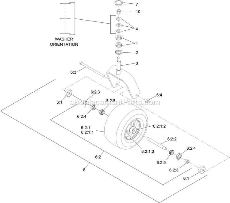 Fork And Caster Wheel Assembly Diagram and Parts List for LZE742GKC604A3 (316000000-399999999)(2016) Exmark Lawn Mower