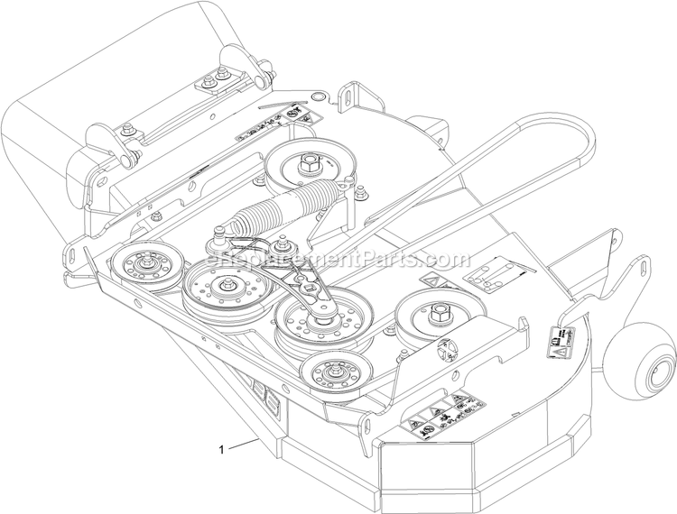 Complete Deck Assembly Diagram and Parts List for STE600CKA363H1 (408644346-411294211)(2021) Exmark Lawn Mower
