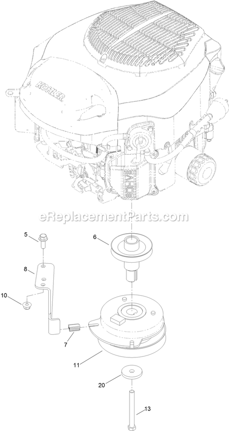 Clutch Assembly Diagram and Parts List for QTS735KC502 (314000000-314999999)(2014) Exmark Lawn Mower