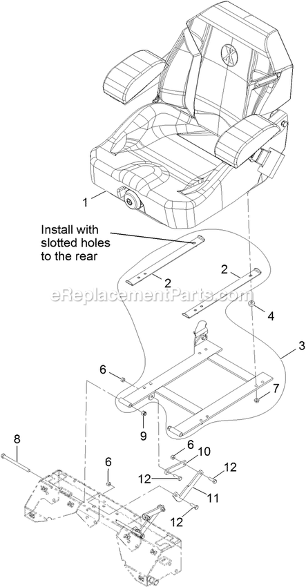 Seat Assembly Diagram and Parts List for LZDS902K605 (313000000-313999999)(2013) Exmark Lawn Mower