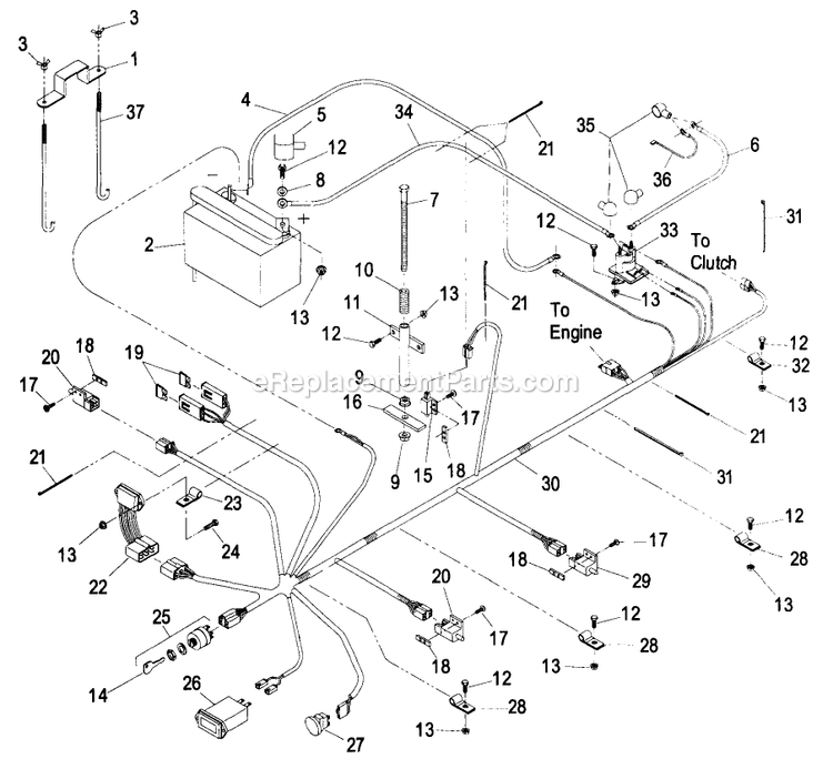 Electrical Group (3) Diagram and Parts List for LZ22KC604 (190000-219999)(1999) Exmark Lawn Mower