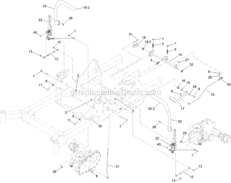 Motion Control Assembly Diagram and Parts List for RAS708GEM523C3 (402082300-404314158)(2018) Exmark Lawn Mower