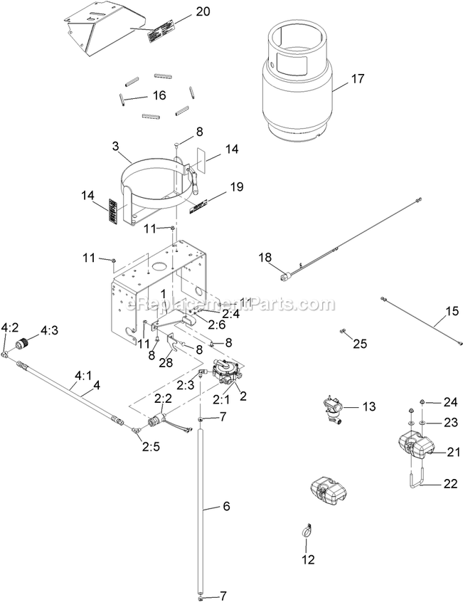 Fuel Assembly Diagram and Parts List for TTS20PKAE523 (920000-999999)(2011) Exmark Lawn Mower