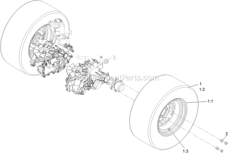 Rear Wheel Assembly Diagram and Parts List for RAS651GKA48CA3 (411294212-999999999)(2022) Exmark Lawn Mower